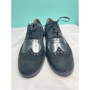 Stylish Navy Blue Wingtip Oxford Shoes - Classic Brogue Design Size 8.5